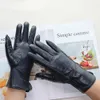 Five Fingers Gloves Women Color Leather Gloves Striped Style Velvet Lining Autumn And Winter Warm High Quality Sheepskin Gloves 231030