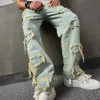 Jeans da donna Uomo Streetwear Pantaloni larghi con toppe strappate eleganti Pantaloni casual in denim dritti casual da uomo 231031
