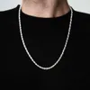 OCHCOH Fermoir en argent sterling 925 Chaîne de corde de 2/2,5/3/4/5 mm pour hommes et femmes Collier chaîne taille diamant 16 18 20 22 24 26 30 pouces