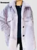 Frauen Pelz Faux Nerazzurri Winter Übergroßen Grau Haarige Dicke Warme Weiche Mantel Frauen Hohe Qualität Lose Beiläufige Flauschige Jacke Hemd 231031