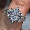 Hele maat 6-10 Fashion Bang ring Marquise Cut Diamond Real S925 Sterling Silver Wedding Engegement ringen Anniversary Band Jew186Q