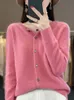 حياكة المرأة المحملات الربيع الإناث O-neck 100 ٪ Merino Wool Sweater Women Knited Cashmere Cardigan Basic Contwear Tops 23103030303030