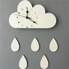 Wall Clocks Nordic Wooden Cloud Raindrop Shaped Clock Kids Room Decor Baby Gender Neutral Nursery Gifts 2816cm 231030