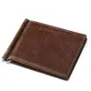 Brieftaschen Echtes Leder Männer Vintage Geld Clip Männlich Bifold Geldbörse Einfache Billfold Brieftasche Männer Klemme Schlanke Bargeld Karte HalterWalle213o