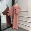 Abbigliamento etnico Ramadan Batwing One Piece Preghiera Abaya Dubai Nida Abito musulmano Abaya per le donne Sciarpa Hijab abbinata Jilbab Kaftan Islam