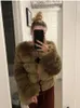 レディースファーフェイクザドリンロングスリーブフォックスコート女性ウィンターファッション厚い温かいコートアウターフェイクジャケット服231031