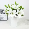 Dekorativa blommor 5st White Lily Artificial 38cm Bouquet Fake Plant Party Wedding Bridal Living Room Home Garen Decoration Real Touch