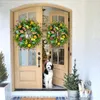 Decorative Flowers Spring Festival Colorful Pink Simulation Wreath Door Outdoor Wreaths For Front All Season