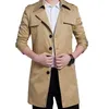 Men's Trench Coats Men Autumn Mid-length Windbreaker Lapel Long Sleeve Double Breasted Belt Business Coat Male Outwear