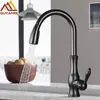 Kitchen Faucets Quyanre Black Pull Out Sink Mixer Tap Single Lever Water Crane For 360 Rotation 231030