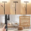 Lâmpadas de chão Lâmpada de controle remoto Torchiere com luz de leitura 4 temperatura de cor Stepless Dimmer Rotatable Modern Standi