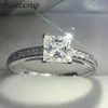 Choucong marca feminina 925 anel de prata esterlina princesa corte 1ct diamante noivado anéis de banda de casamento para mulher gift283p