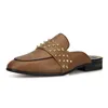 2023 hommes chaussures rivetées en métal mocassins en cuir frange tenue décontractée pantoufles Zapatos Hombre a35