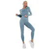 Dames tweedelige broek CNACNOO naadloze sportpakken dames crop tops met lange mouwen push-up leggings sets gymkleding zomer stukken trainingspak