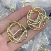 Fashion Ear Stud For Women Designer Earrings Charm Gold Hoop Studs Fashion Diamonds Letters Earring Luxury Brand Jewelry Ladies Elegant Jewellery With Box New