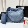 Channel 22 Denim Grand Shopping Bag Tote Travel Designer Donna Sling Body Borsa più costosa con catena Sier Gabrielle Quilted6