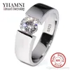 أرسل شهادة فضية Yhamni 100 حقيقية نقية 925 الخاتم الفضي 6 مم Sona CZ Diamond Engagement Rings Jewelry for Men DR10335B