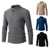 Suéter masculino marca pulôver suéter 2023 outono malha moda sólida costela casaco top 148