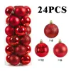 クリスマスの装飾塗装プラスチックボールの装飾品セットツリーペンダント装飾アクセサリー8cm 24 PCS 231030
