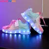 Bottes respirantes chaussures d'éclairage colorées semelle lumineuse enfants LED garçons filles baskets éclairées chargeur USB maille brillante 231030