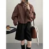 Women's Trench Coats Crop Windbreaker Blue Brown Coat Casual Hooded Short Mountain Style Jacket