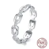 Luxury 100% 925 Sterling Silver Rings för män Kvinnor Size 4-10 Cubic Zircon Chain Personality Fashion Jewelry J-4732335