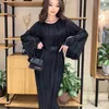 Lässige Kleider Herbst Winter Partykleid für Frauen 2023 Y2K INS Elegante Mode Langarm O Neck Lace Up Falten Abend Abschlussfeier