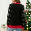 Suéter feminino outono e inverno quente estilo europeu americano em torno do pescoço manga comprida árvore de natal suéter jacquard