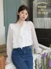 Women's Blouses French Chic Spring Autumn Women Sweet Blouse V Neck Bow White Apricot Loose Shirt Long Sleeve Feminine Ladies' Blusas