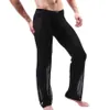 Homens sleepwear homens ver através de malha calças longas ultra-fino cor sólida calças pantalon cintura baixa casual transparentes sheer206y