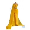 Robes de bal 2023 Oct Aso Ebi arabe jaune sirène robe de bal dentelle perlée soirée formelle fête deuxième réception anniversaire fiançailles G Otzfe