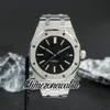 41mm New Black Texture Automatic Mens Watch 15400 Stainless Steel Bracelet Stick Markers Date Gents Watches Timezonewatch Z16a