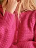 Chandails pour femmes Femmes Vintage Manches bouffantes Cardigan en tricot Automne 2023 Dames O-Cou Simple Boutonnage Couleur Solide Pull