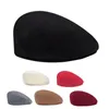 Berets unisex beret solidny kolor wełna berets artysta czapka czapka kobiety kobiety brytyjskie retro anty-wahanie kapelusze haftowane sboy cap 231031