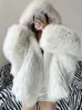 Womens Fur Faux Coat in Fashion Hooded Solid Color Jacket Elegant Tops Temperament Style Winter Pending Streetwear Women 231031