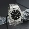 41mm New Black Texture Automatic Mens Watch 15400 Stainless Steel Bracelet Stick Markers Date Gents Watches Timezonewatch Z16a