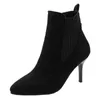 winters Boots New Autumn/winter Fashion High Heel Thick Short Sleeve Flying Weave Elastic Women's Black One Step Bare