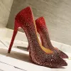 2023 designer mulheres strass tiras saltos luxo baotou mulheres sapatos de couro festa de casamento sandálias sexy leves sapatos confortáveis tamanhos