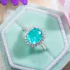 GZXSJG Paraiba Tourmaline Gemstones Ring for Women Solid 925 Sterling Silver Tourmaline Diamonds Handmade Ring for Anniversary 201292e