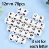 Teethers Toys Lofca 78pcs Silicone Alphabet Beads Cube 1set letter beads BPA free Food Grade Necklace Making DIY Baby Teether 231031