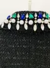 Robes de travail Mode Femmes Veste Est 2023 Designer Diamants Perles Col Châle Tweed Manteau Noir Patchwork Haute Qualité Lady Mini Jupe