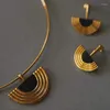 Kolczyki stadnonowe Vintage klasyczny egipski czarny agat pół okrągłego geometrycznego biżuterii modowej dla kobiet imprez