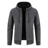 Mensjackor Män huva Cardigan Sticked Solid Sweaters With Hoods Winter Thicked Warm Casual Sweatercoat Jacket Clothing 231031