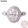 Vecalon Statement 100% Real 925 Sterling Silver promise ring Oval 5A Zircon Cz Engagement wedding Band rings for women Bridal253y