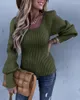 Women's Sweaters Square Neck Long Lantern Sleeve Sweater Fit Chunky Knitted Pullover Jumper Tops