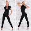 Bigsweety Denim Det Bet Distuss Womens Sexy Deep V Neck Jean Jumpsuits Buttons łańcuch czarne kombinezony dla kobiet rompers272r