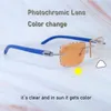 Iced Out Sunglasses Rhinestones Color Change Diamond Cut Photochromic Lenses 4 Season Glasses Two Colors Sunglasses Carter Blue Wood Sun Glasses