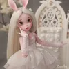 Куклы Kacey BJD Doll 14 с крошечными клыками и кружевным лохматым платьем, полный набор кроликов, профессиональные игрушки для лица 231031