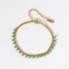 Bracelets à maillons BCEFACL 316L Bracelet de perles bleues en acier inoxydable pour femmes vêtements quotidiens mode poignet chaîne bracelets bijoux cadeaux de vacances