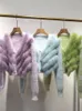 Frauen Pelz Faux Frauen Mode Echt Fuchs Gestrickte Mantel Mit Gespleißt Kurze Strickjacke Jacke Stricken Pullover Für Frühling Herbst 231031